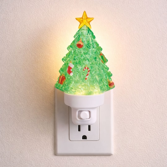 Melrose 6.75" Christmas Tree Snow Globe Night Light Décor